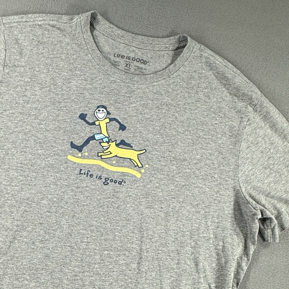 Life Is Good T-Shirt Men XL Gray Short Sleeve Casual Tee Outdoor Cotton Adult